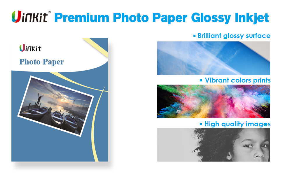 Uinkit  Heavyweight Thick Glossy Inkjet Photo Paper 8x11.5" 100 sheets / 11x17“ 60sheets  69lb 260Gsm 