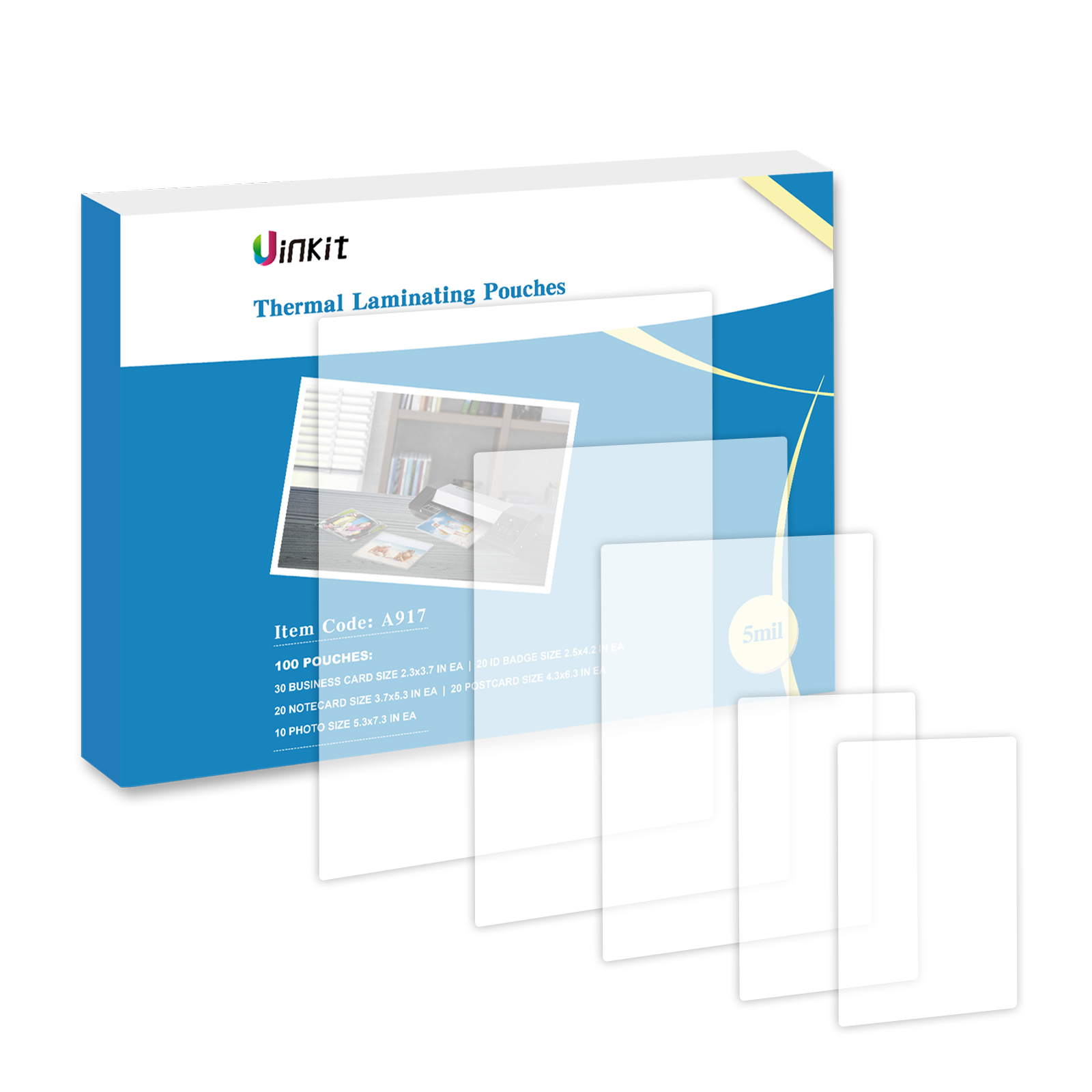 Uinkit 100 Sheets / 200Sheets Laminating Pouches Variety Small Size 5mil Thickness Varity Size Pack 