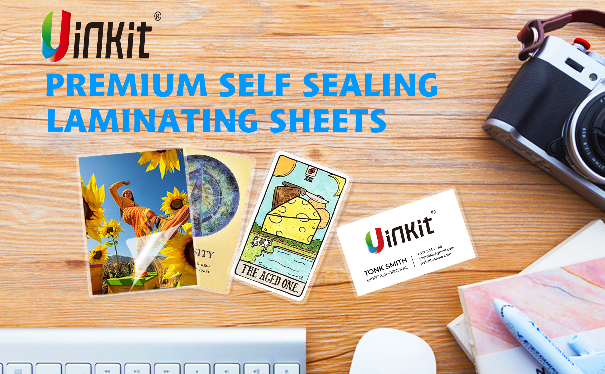Uinkit Self Sealing Laminating Pouches Self Adhesive Laminating Sheets  2.6x3.9 / 10 x11.5 Size 10Mil Thick Gloss Finish No Machine Need (2.6x3.9Inchesx50Pack)
