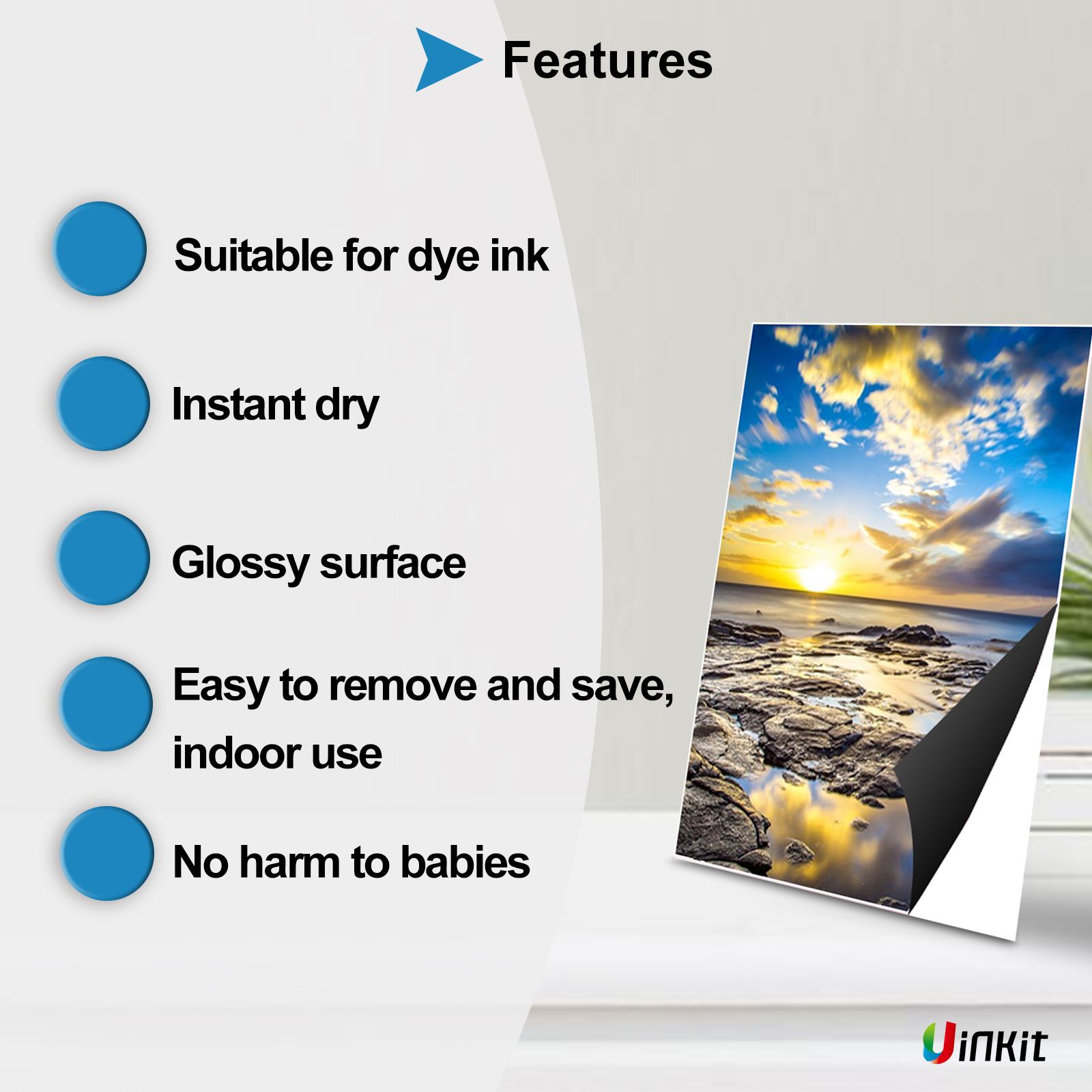 Uinkit 10 Sheets Printable Magnetic sheets 13.5mil 8.5 x 11 Inches Thick Magnet Inkjet Glossy Paper 