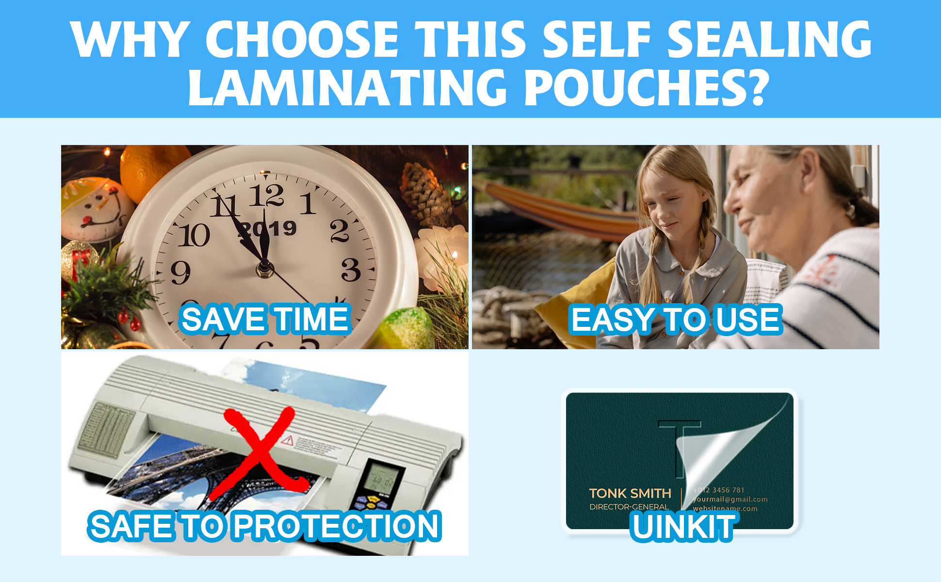 Uinkit Self Sealing Laminating Pouches Self Adhesive Laminating Sheets