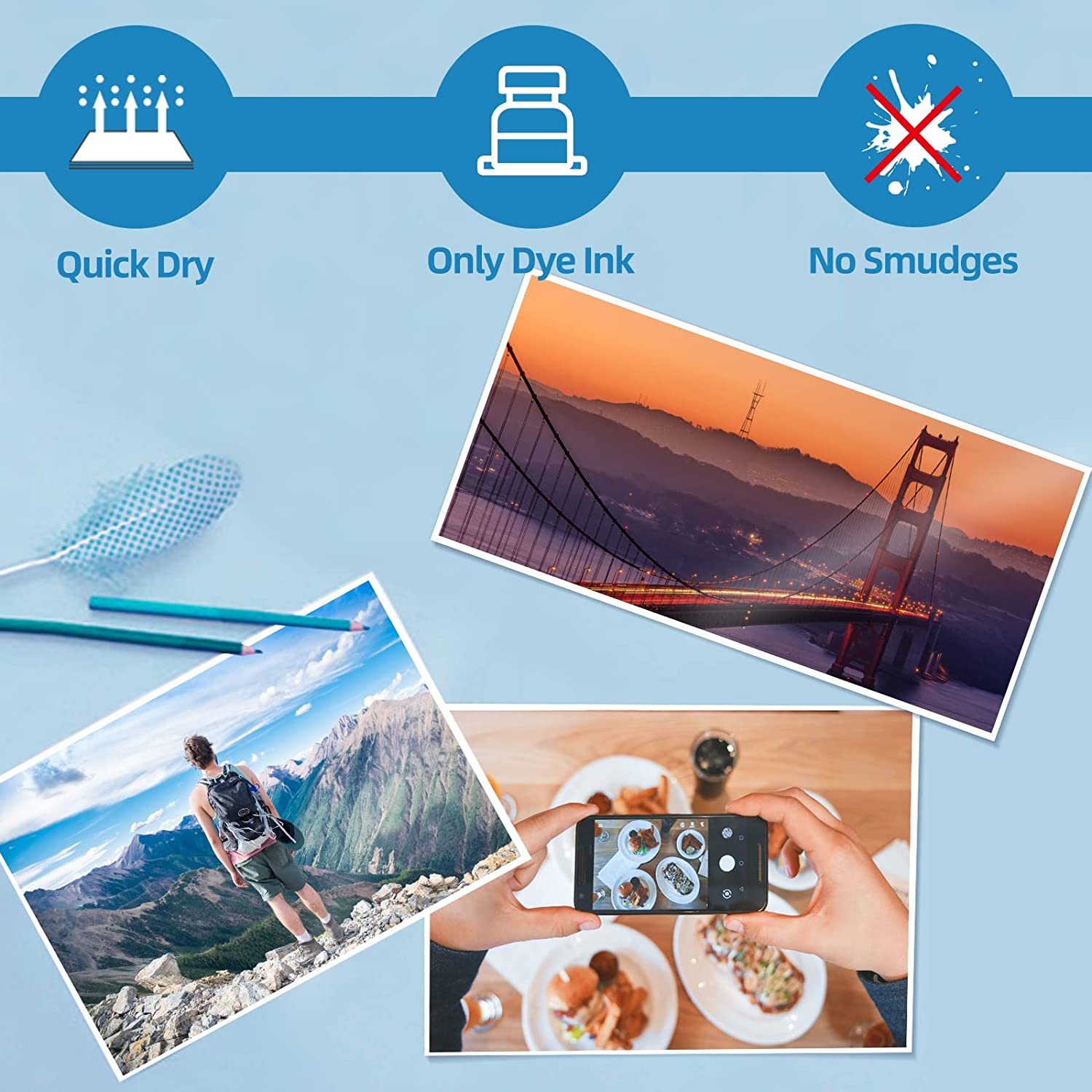 Uinkit 100 Sheets Inkjet Photo Paper Glossy 8.5x11 49lbs Professional Photographic Paper180Gsm 