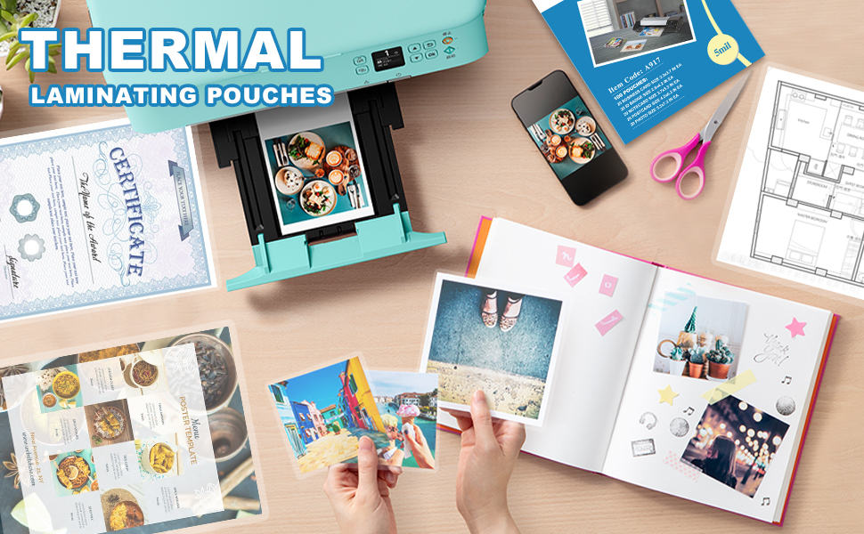 Uinkit Laminating Pouches 11.5x17.5 / 2.3x3.7 / 5.3x7.3 for Sealed 11x17 / 5x7 / 2x3 Menu  Glossy Clear Laminator Pouch Laminating Sheet Rounded Corner