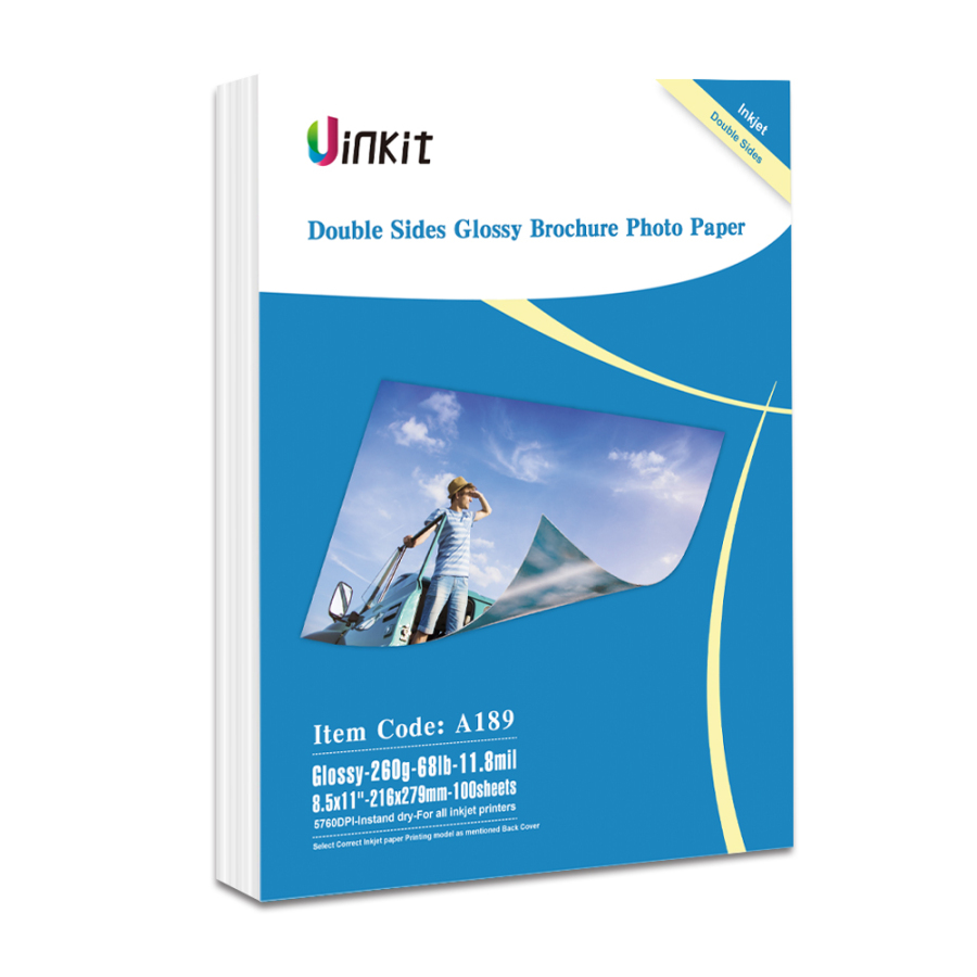 Thick Double Sided Photo Paper Glossy 100 Sheets 8.5x11 260gsm Inkjet