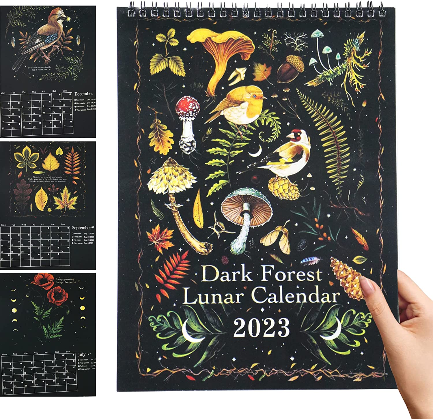 2023 Dark Forest Lunar Calendar Wall Decor Art Monthly Moon Calendar Wheel Gifts