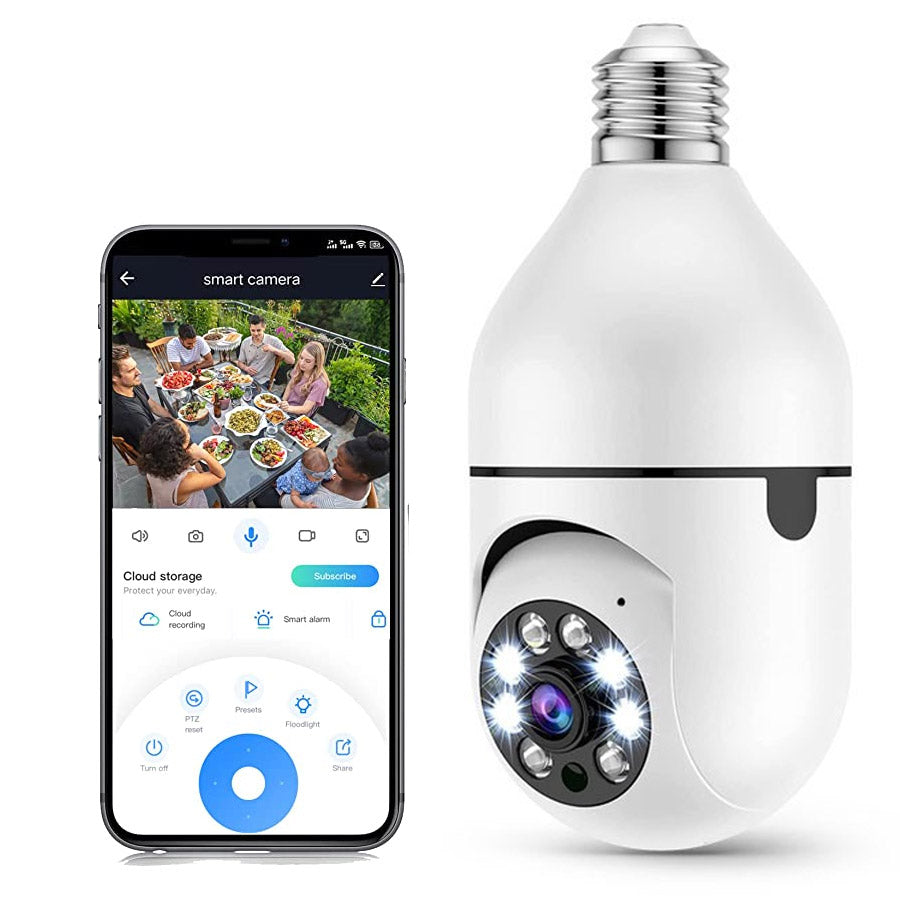 Light Bulb Security Camera For Indoor & Outdoor with Night Vision and Motion Detection
