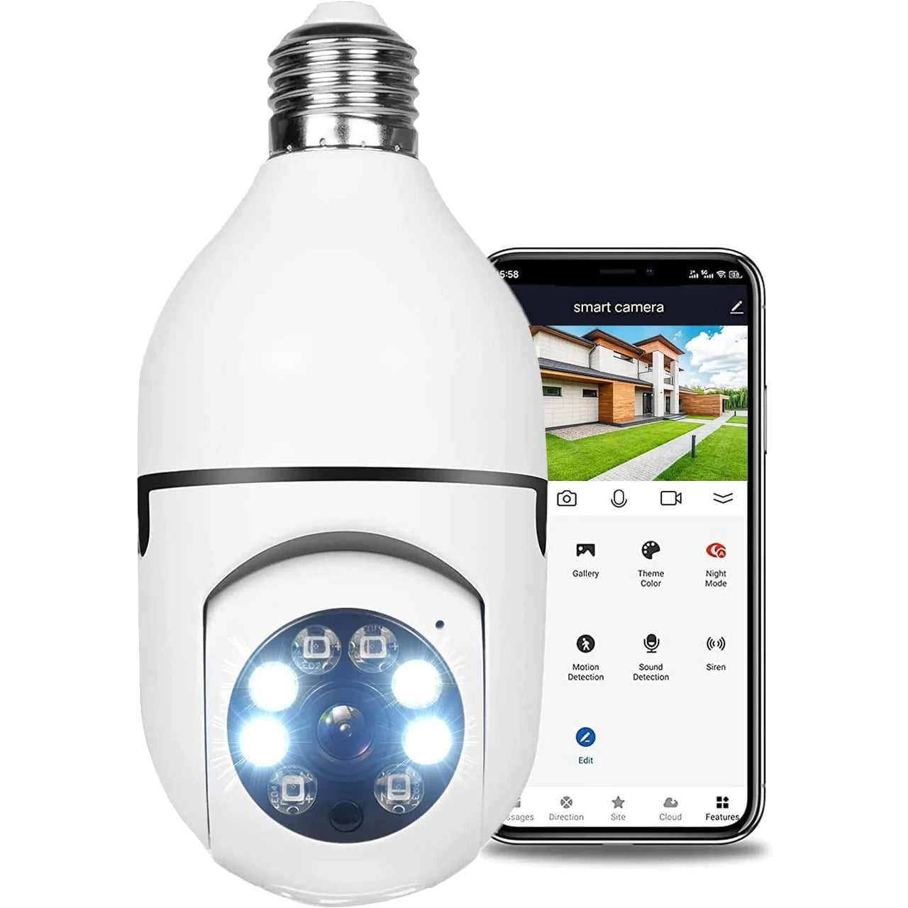 5G Wifi E27 Bulb Surveillance Camera Night Vision Camera