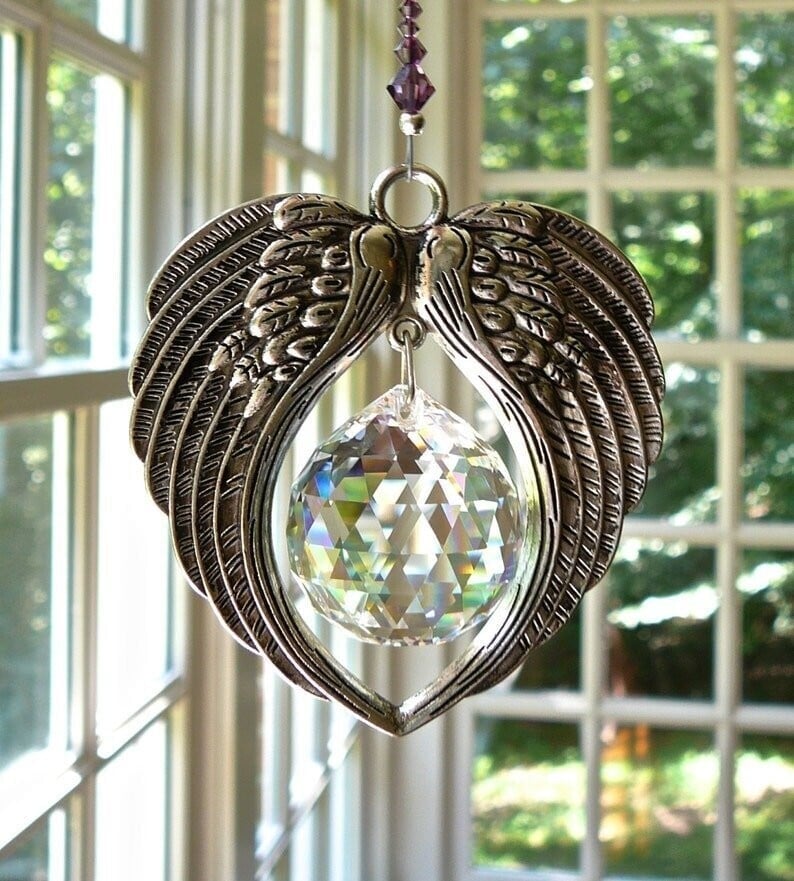 ANGEL WINGS Crystal and Pewter Wings Suncatcher