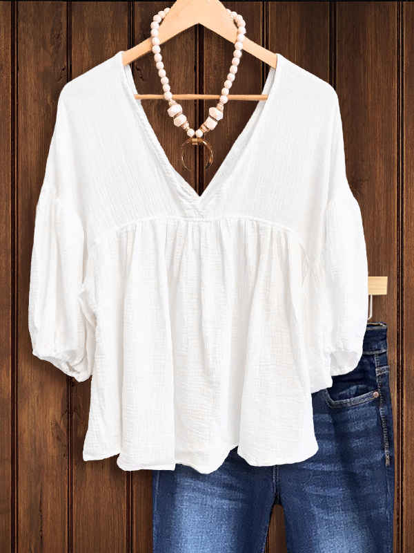 Ruched Hem Puff Sleeve Top