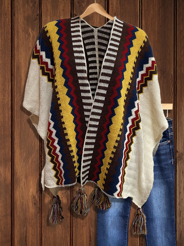 Fashion Ethnic Knitted Striped Shawl
