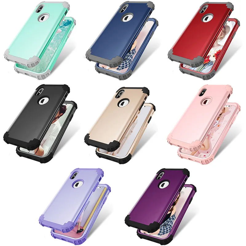 Business Fashion Solid Color Plastic Silica Gel For iPhone Series Cases