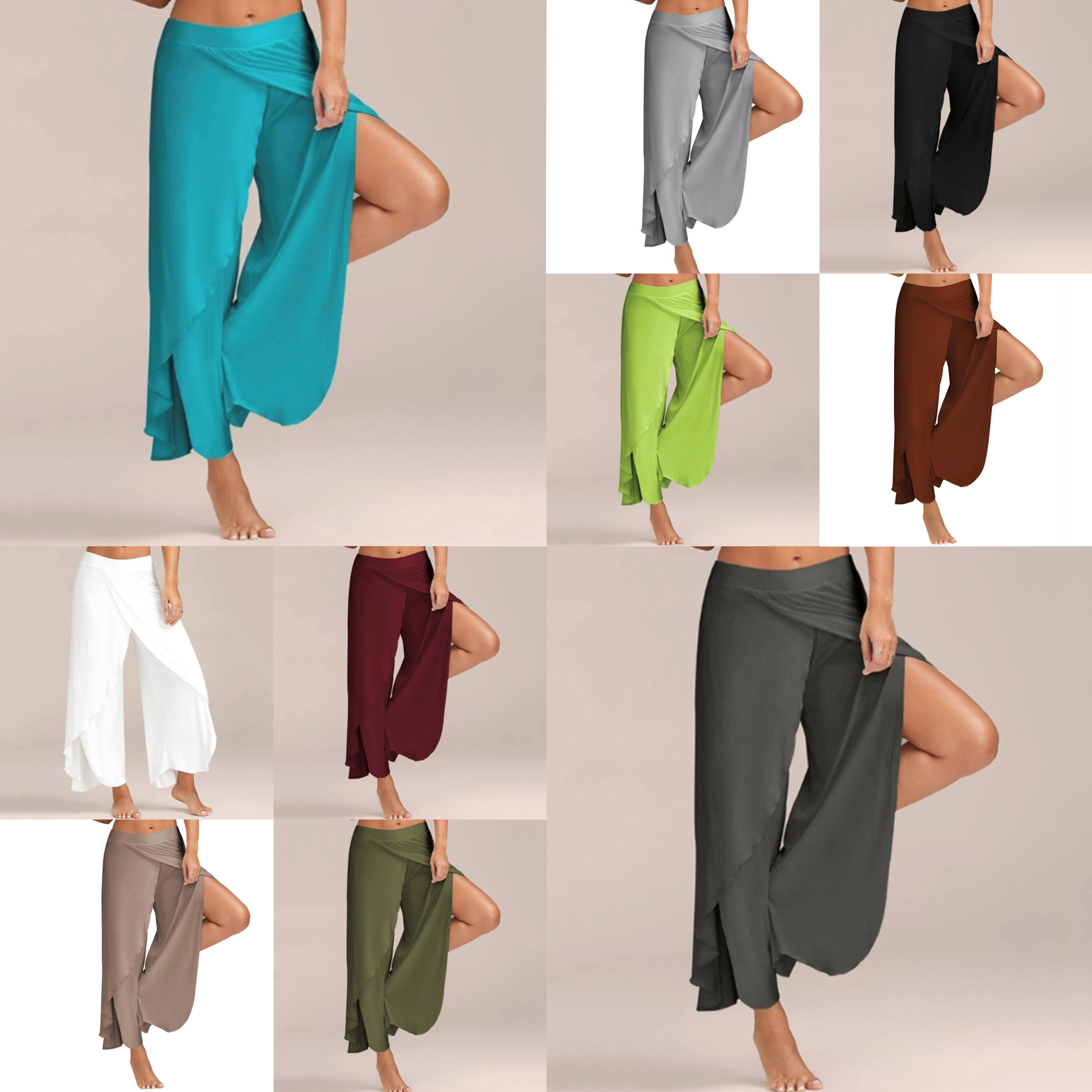 Olivoslindo Nuevos pantalones de yoga fitness con volantes