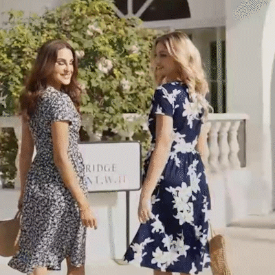 Olivoslindo Vestido de fiesta de verano con cuello en V y estampado de gasa