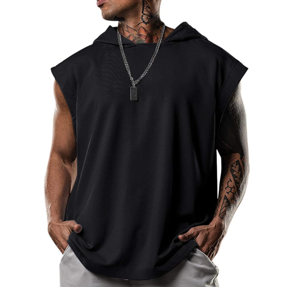 2022 Summer Men's Solid Color Hoodie Sports Top
