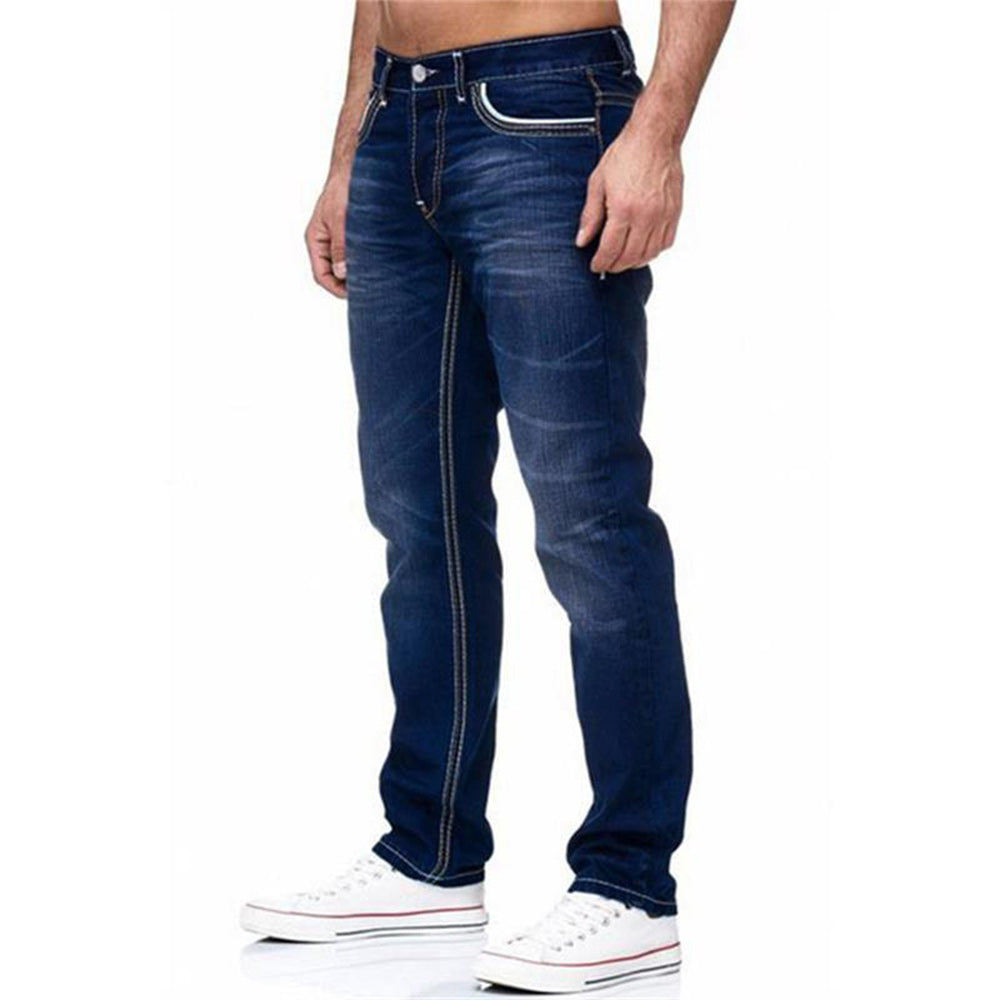 Men's Slim Fit Double Line Denim Trousers