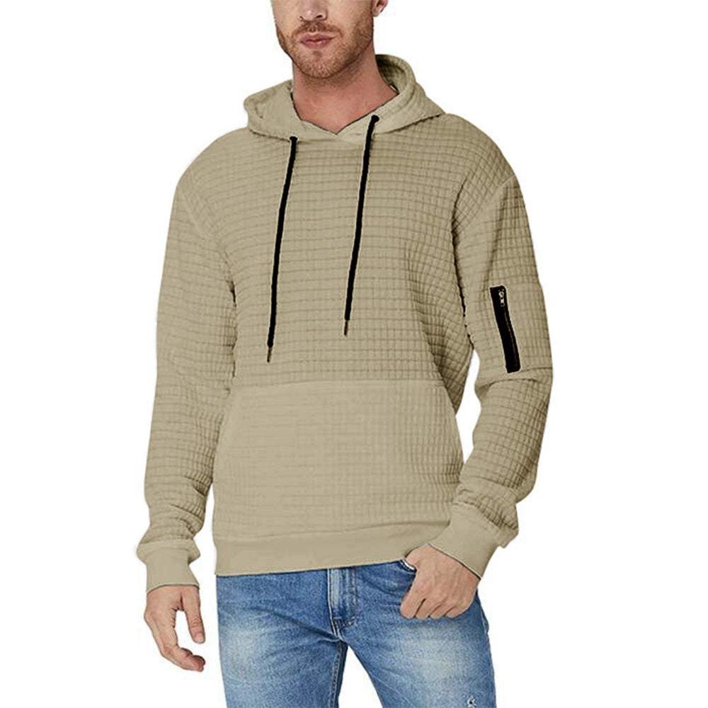 Trendy Men's Jacquard Zip Pocket Long Sleeve Sweatshirt