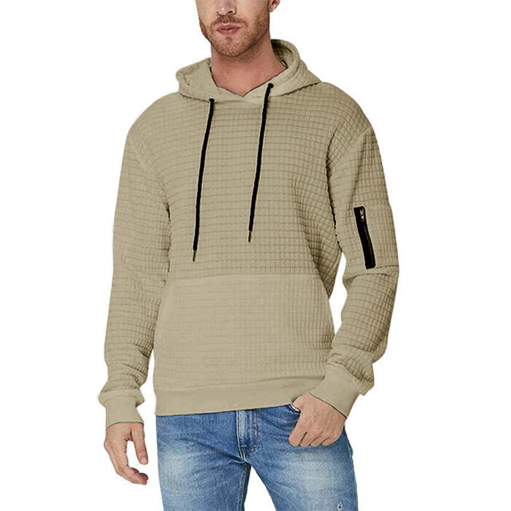 Trendy Men's Jacquard Zip Pocket Long Sleeve Sweatshirt