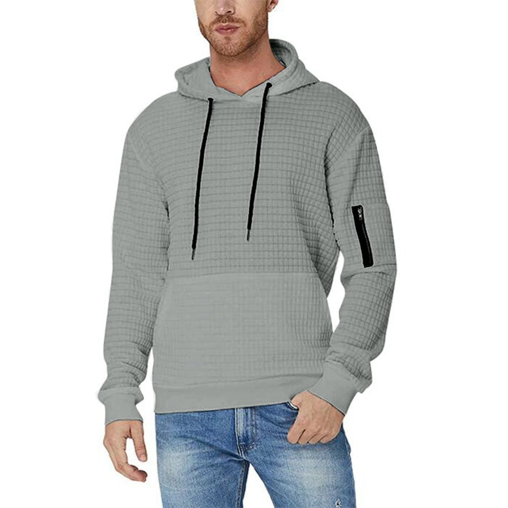 Trendy Men's Jacquard Zip Pocket Long Sleeve Sweatshirt