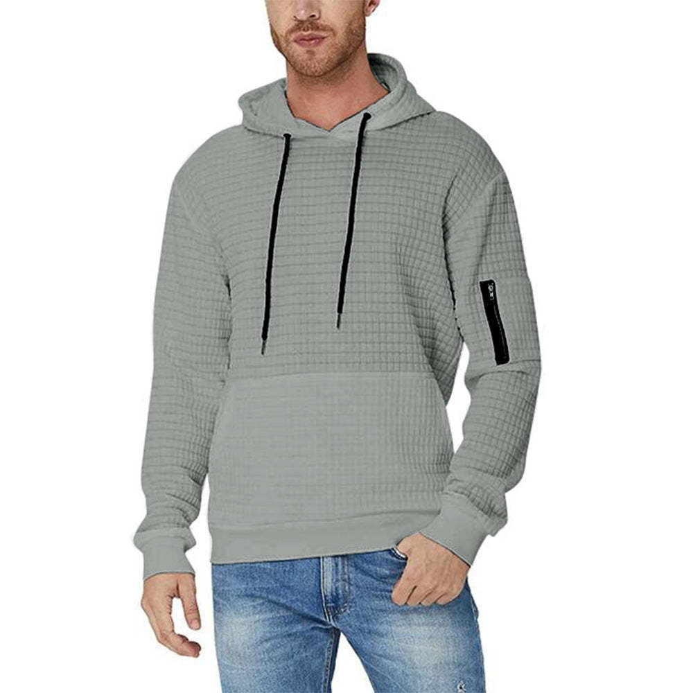 Trendy Men's Jacquard Zip Pocket Long Sleeve Sweatshirt