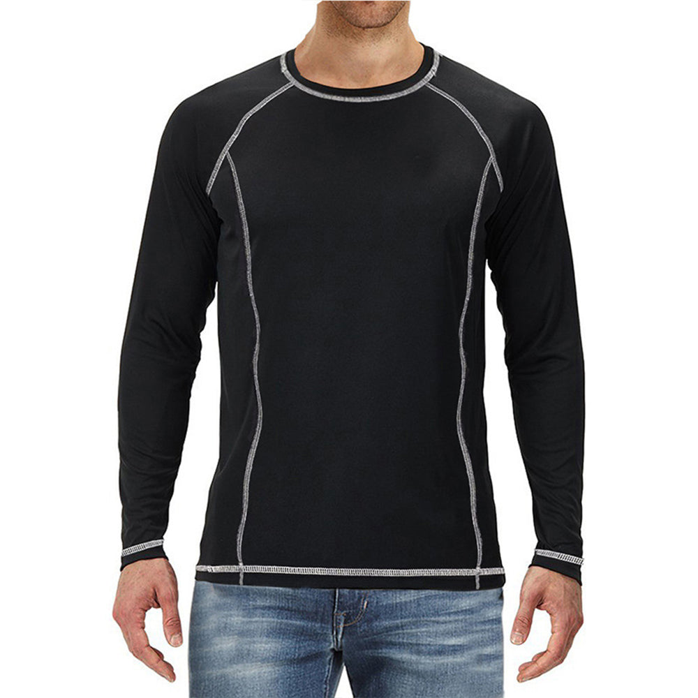 New Men's Fashion Solid Color Raglan Sleeve Loose Long Sleeve T-Shirt