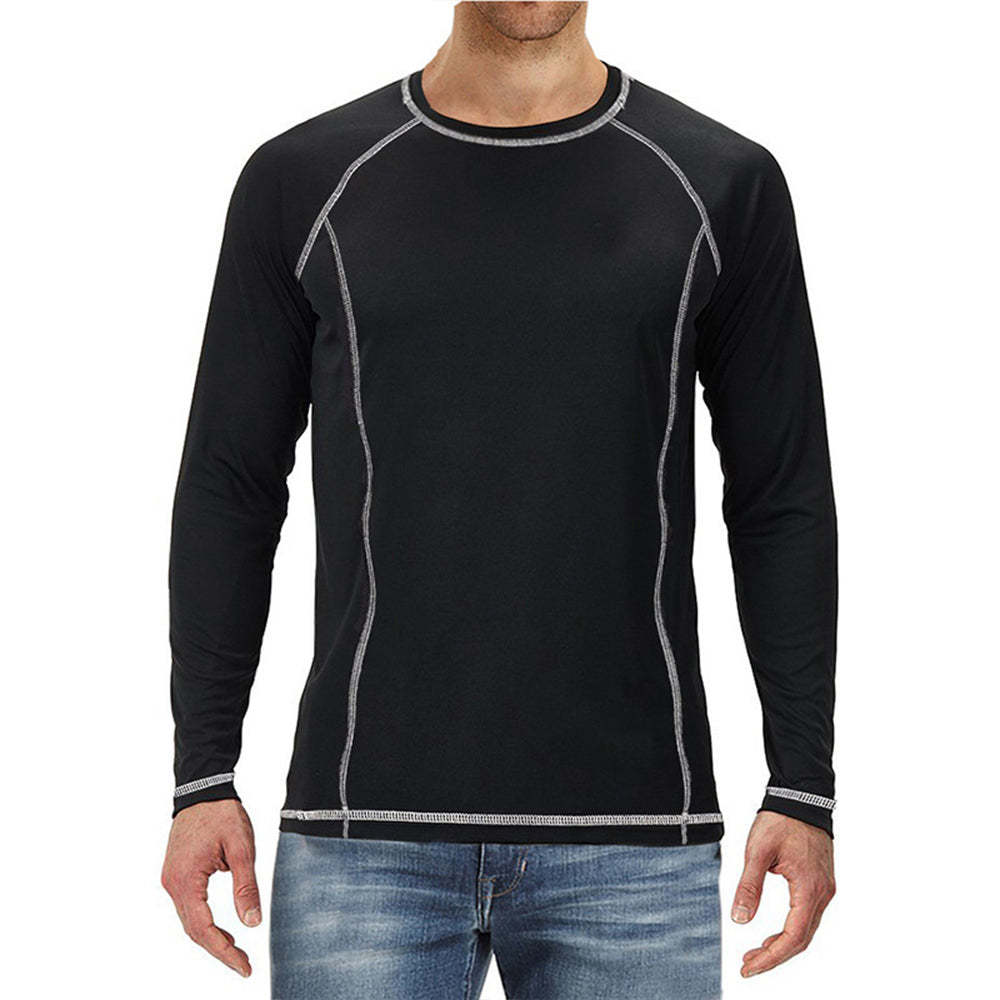 New Men's Fashion Solid Color Raglan Sleeve Loose Long Sleeve T-Shirt