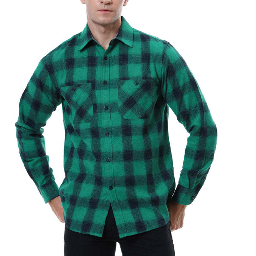 Diggetty Men's Casual Plaid Long Sleeve Shirt