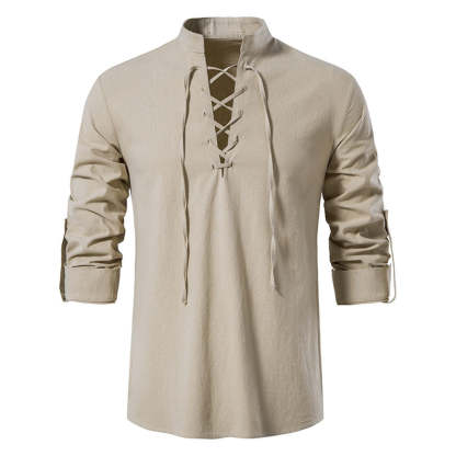Men's Casual Stand Collar Long Sleeve Shirt