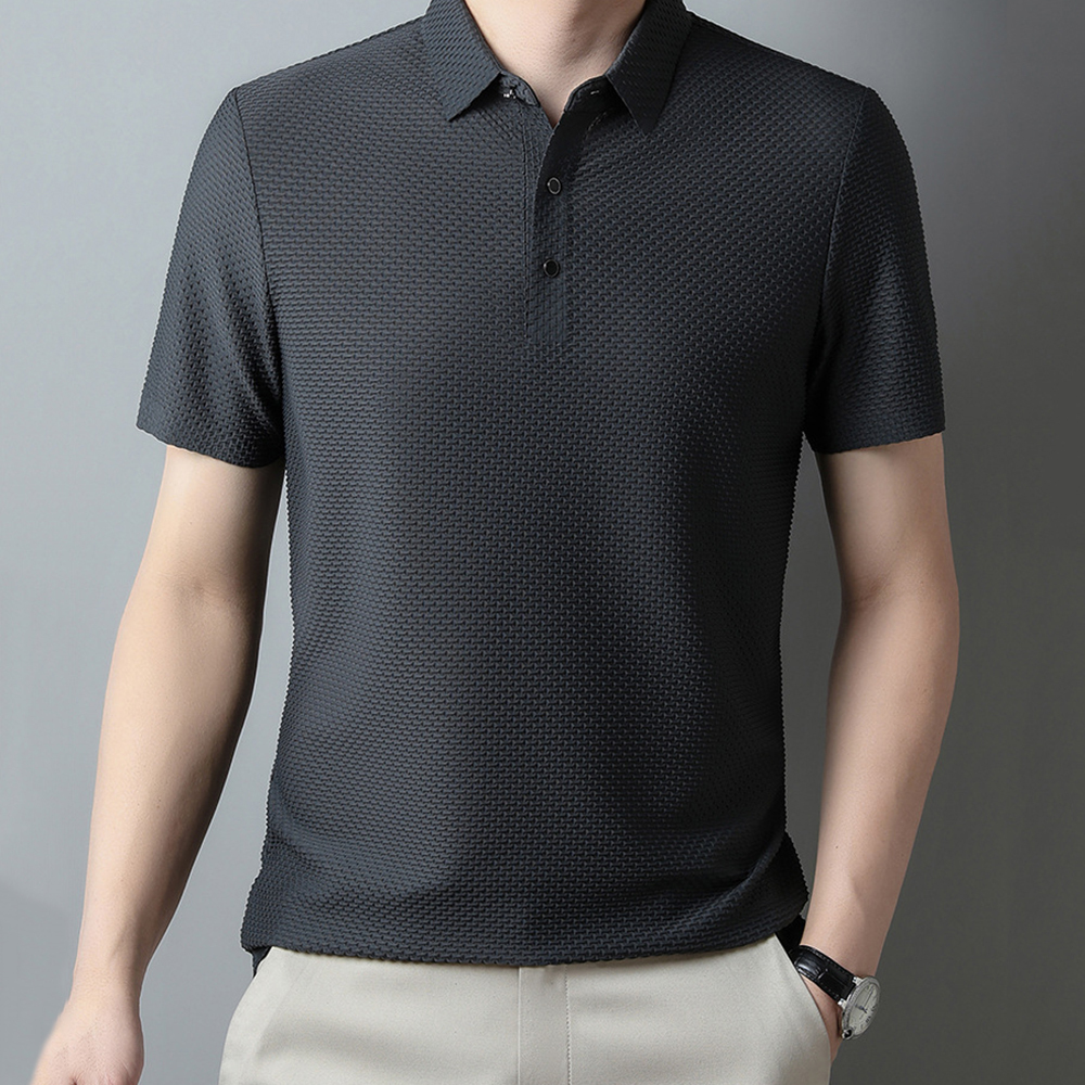 Sparkrhythm Summer new men's mesh ice silk solid color POLO shirt short-sleeved T-shirt