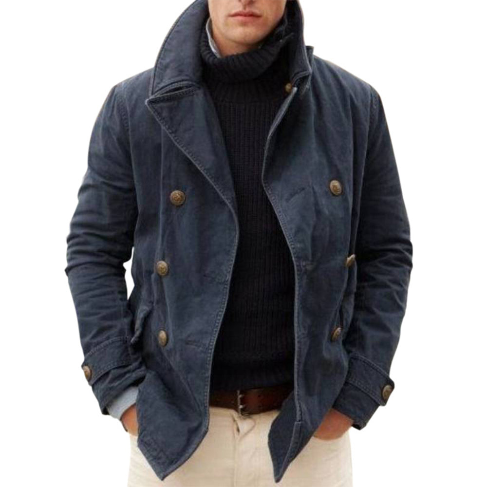 Fashion Casual Solid Color Lapel Loose Men's Hoodless Coat