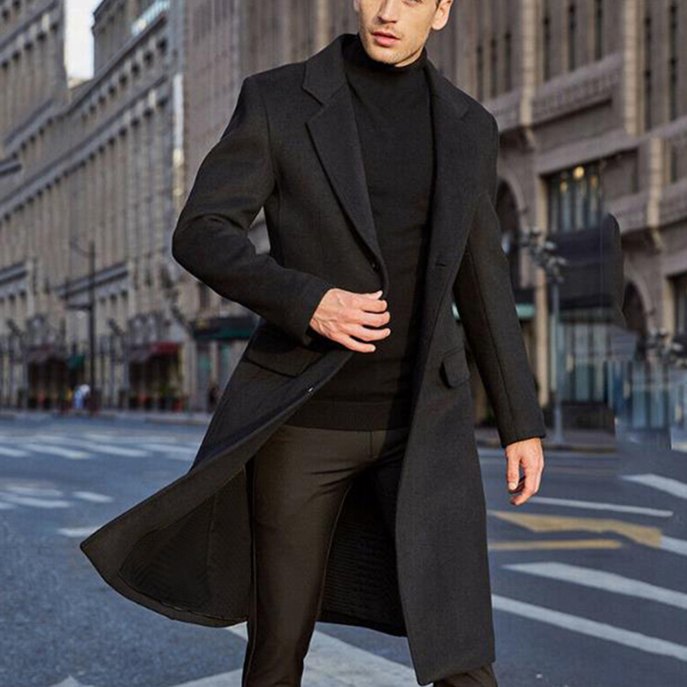 Men's Business Solid Color Casual British Style Coat