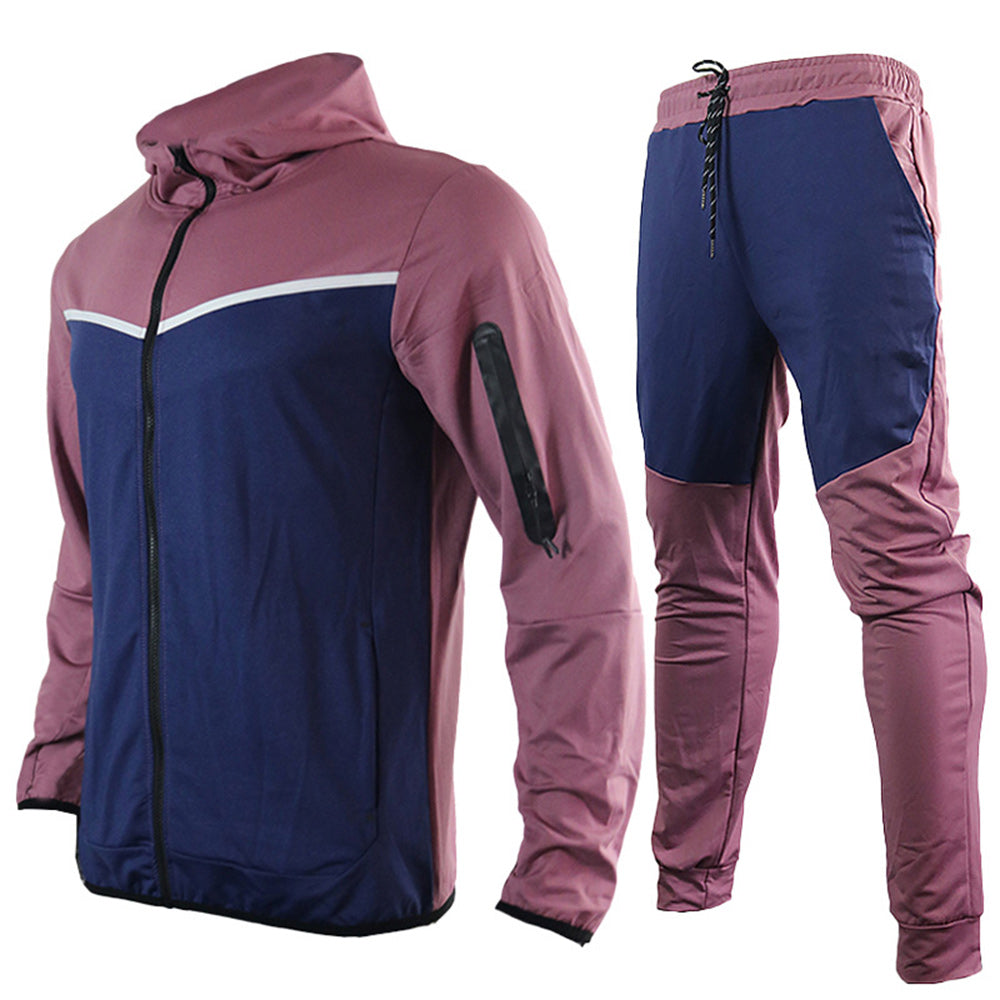New Men's Fashion Contrast Color Casual Sports Suit
