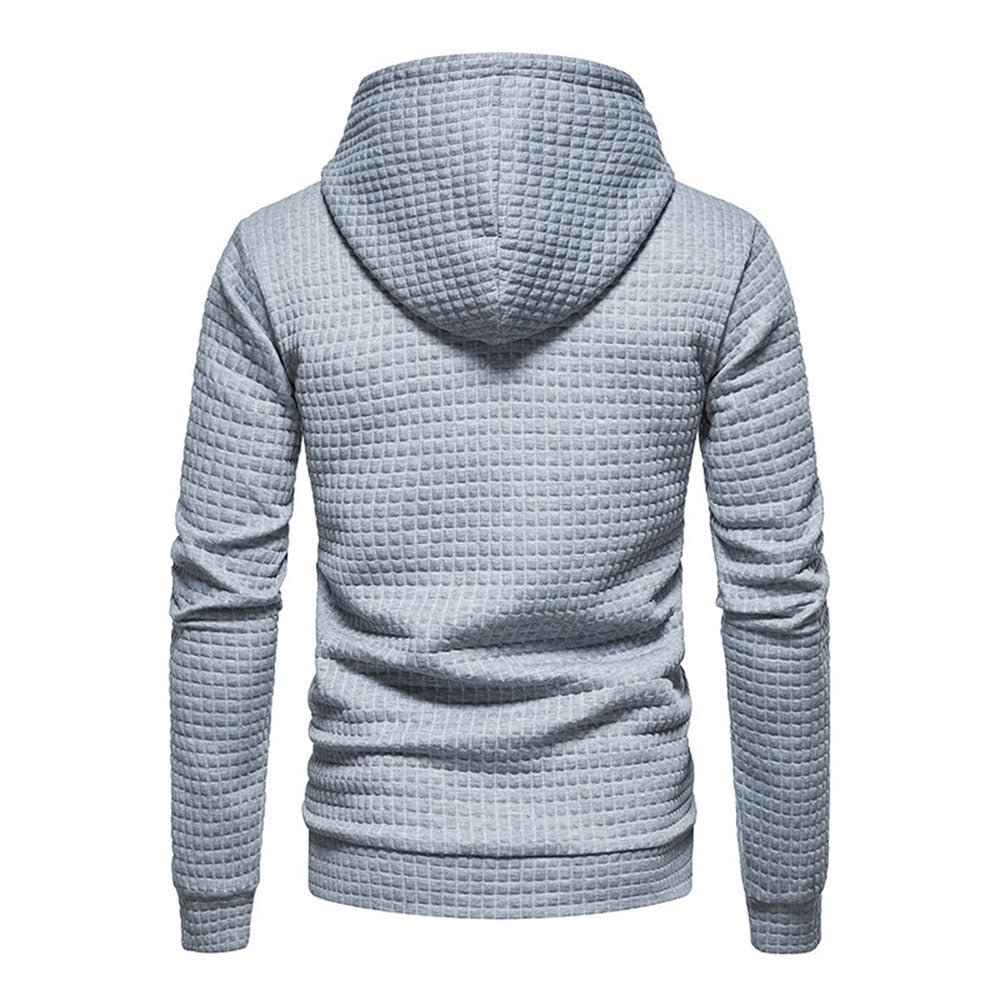 New Men's Fashion Check Casual Pocket Pullover Hoodie