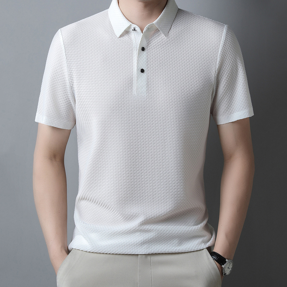 Sparkrhythm Summer new men's mesh ice silk solid color POLO shirt short-sleeved T-shirt