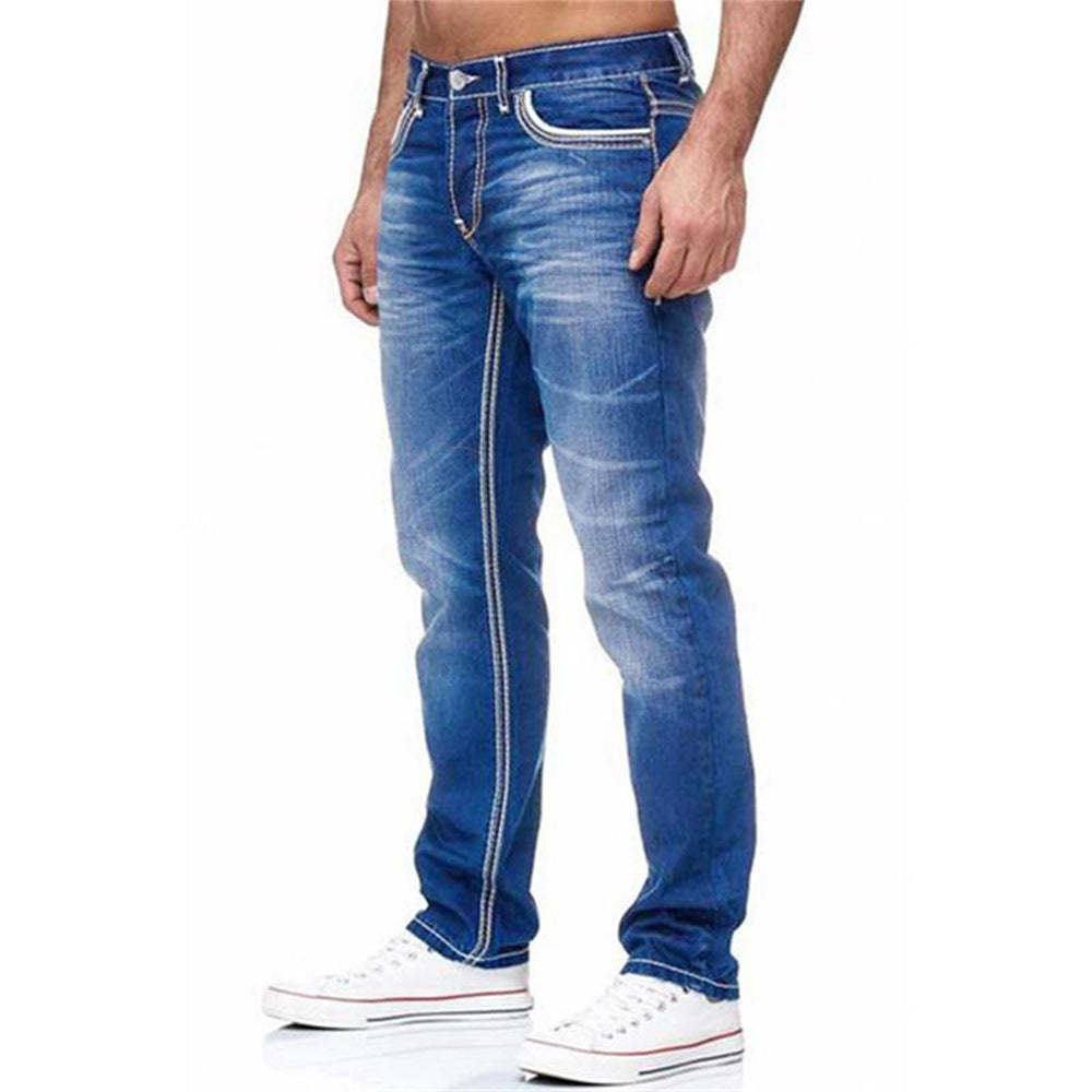 Men's Slim Fit Double Line Denim Trousers