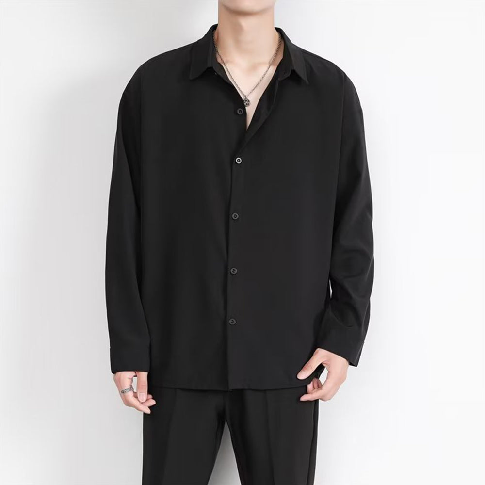Loose Men's Comfortable Casual Solid Color Long Sleeve Shirt