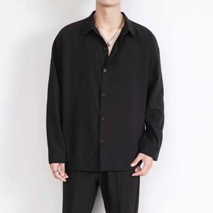 Loose Men's Comfortable Casual Solid Color Long Sleeve Shirt