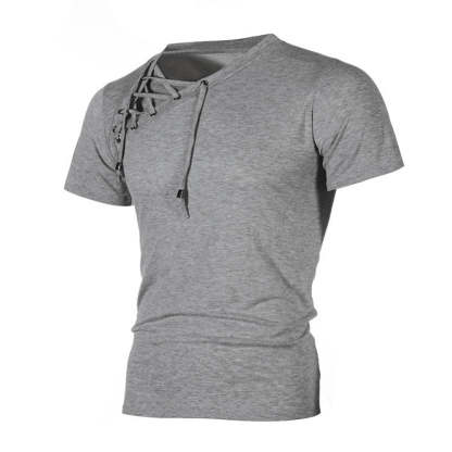 Men's Slanted Lace-Up T-Shirt