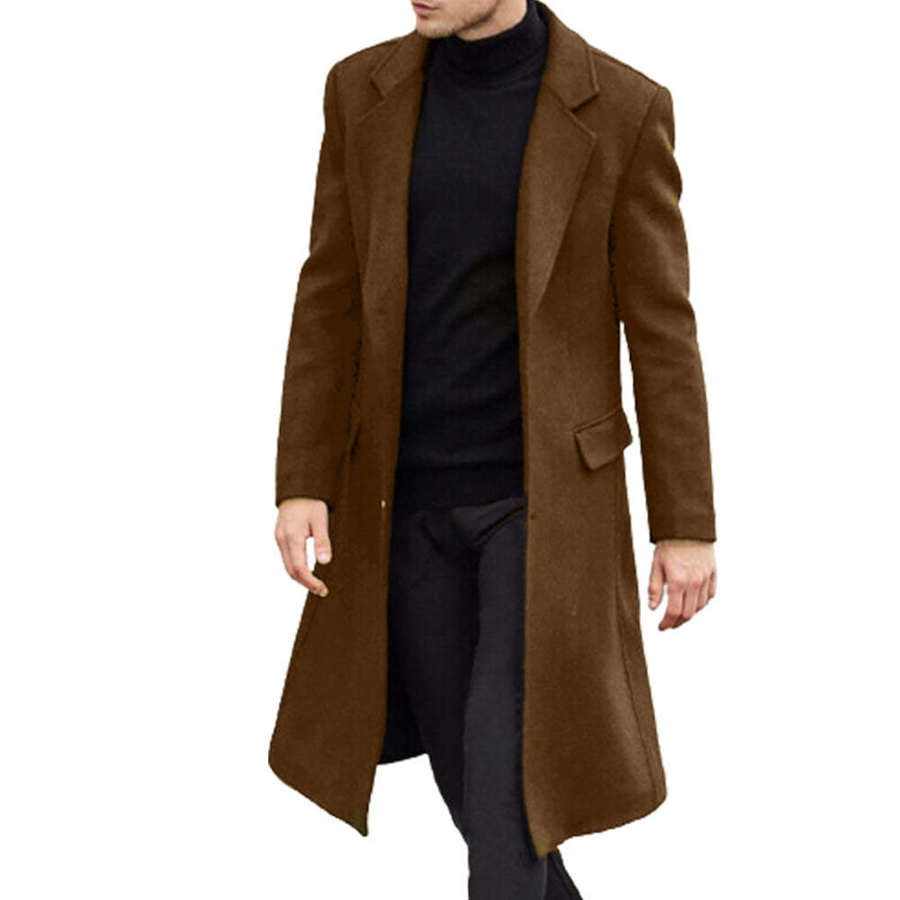 Men's Business Solid Color Casual British Style Coat