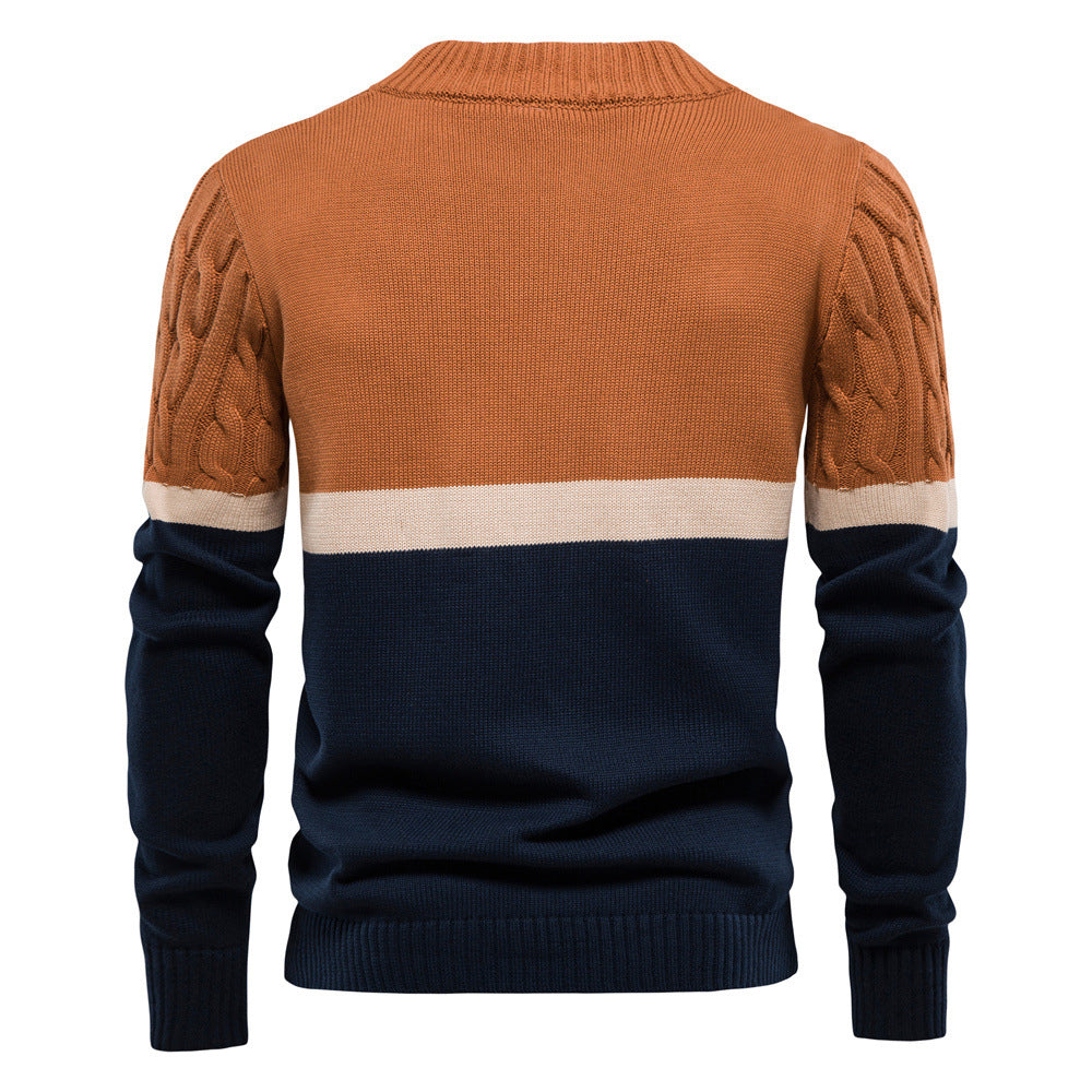 Men's Colorblock Cotton Long Sleeve Cardigan