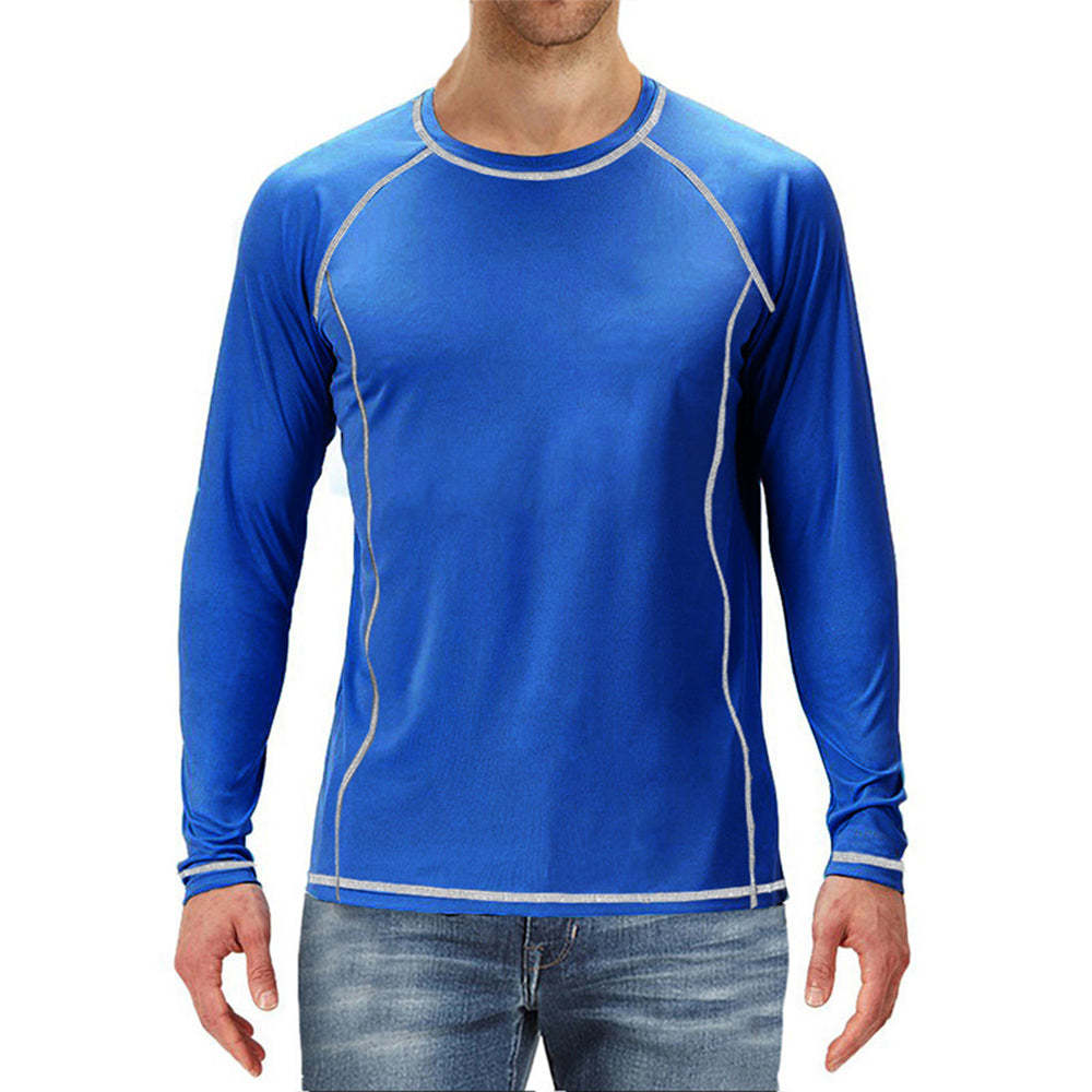 New Men's Fashion Solid Color Raglan Sleeve Loose Long Sleeve T-Shirt