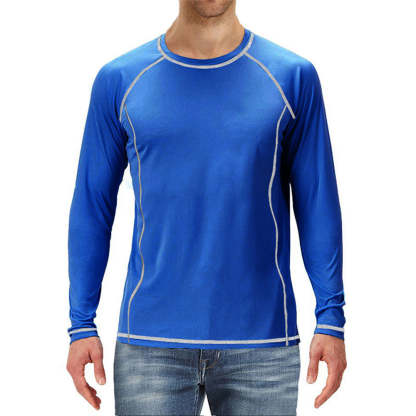 New Men's Fashion Solid Color Raglan Sleeve Loose Long Sleeve T-Shirt
