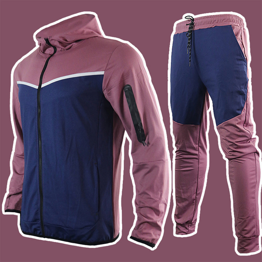 New Men's Fashion Contrast Color Casual Sports Suit