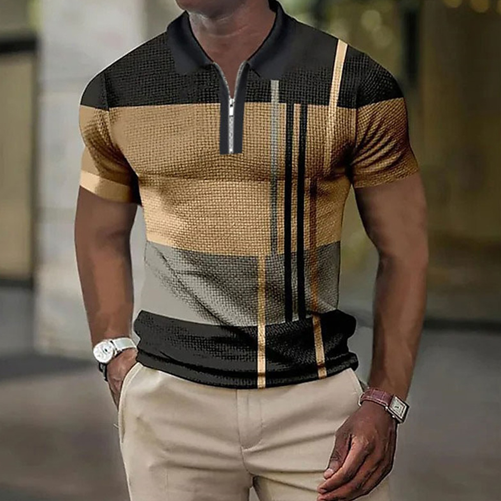Summer Fashion Men's Color Block Polo Shirt