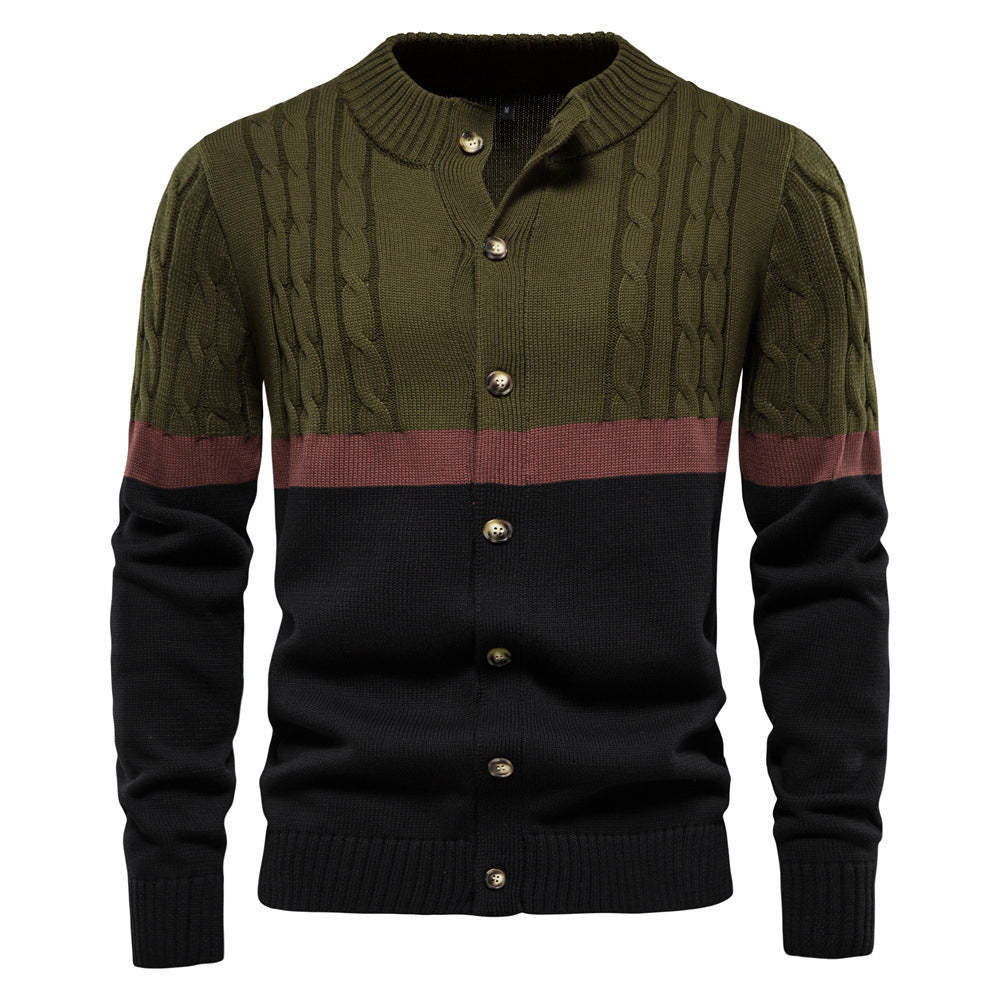 Men's Colorblock Cotton Long Sleeve Cardigan