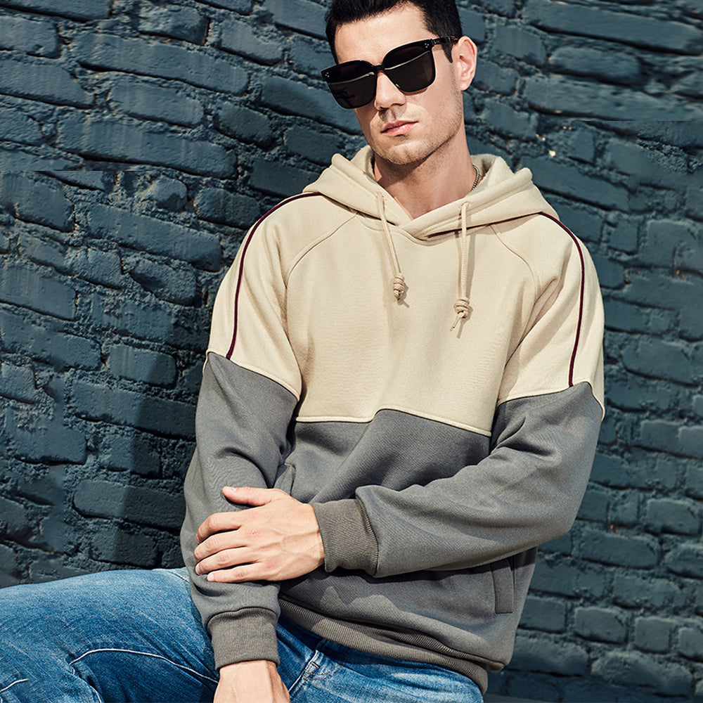 Men's New Two Tone Loose Simple Hooded Sweater