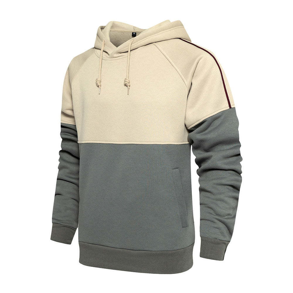 Men's New Two Tone Loose Simple Hooded Sweater