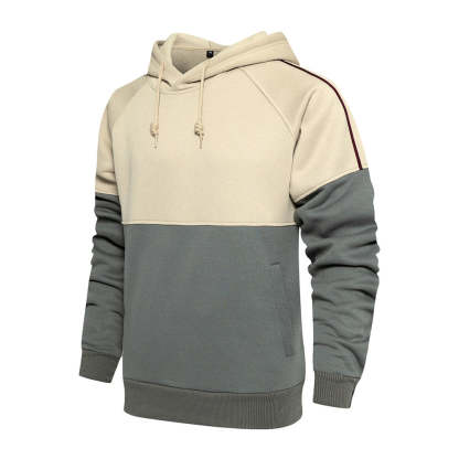 Men's New Two Tone Loose Simple Hooded Sweater