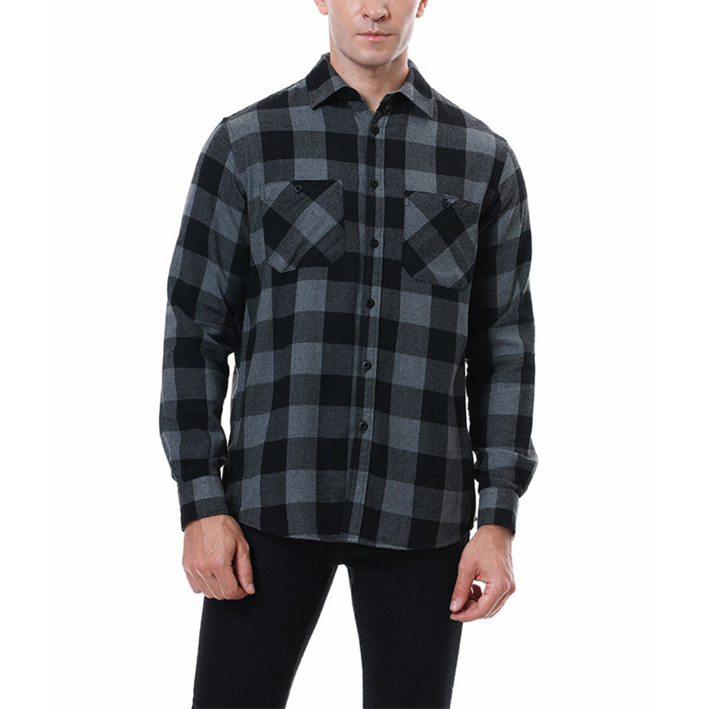 Diggetty Men's Casual Plaid Long Sleeve Shirt