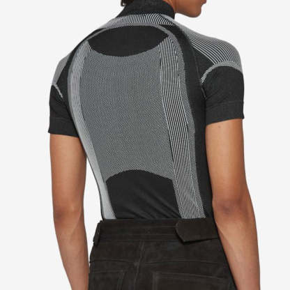 Summer new men's zipper tight stretch breathable top