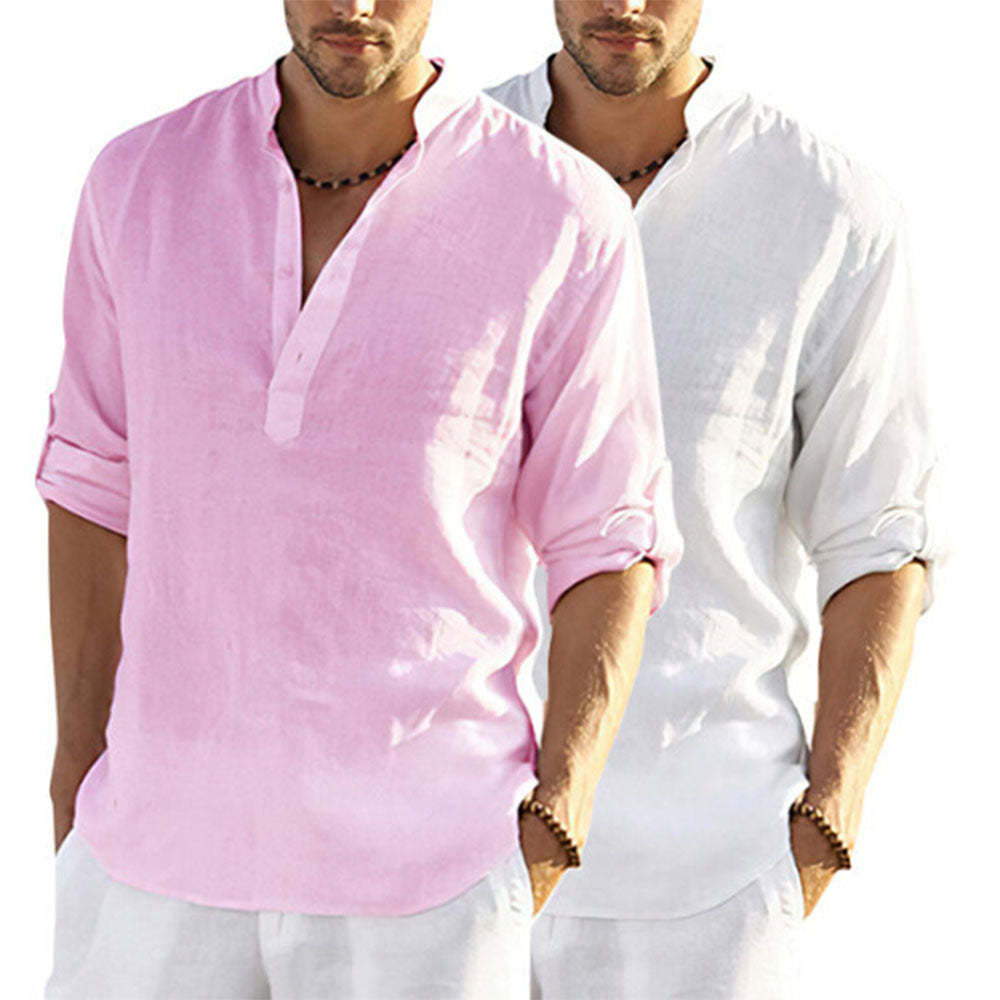 Diggetty New Spring Summer Men's Comfortable Breathable Linen Shirt